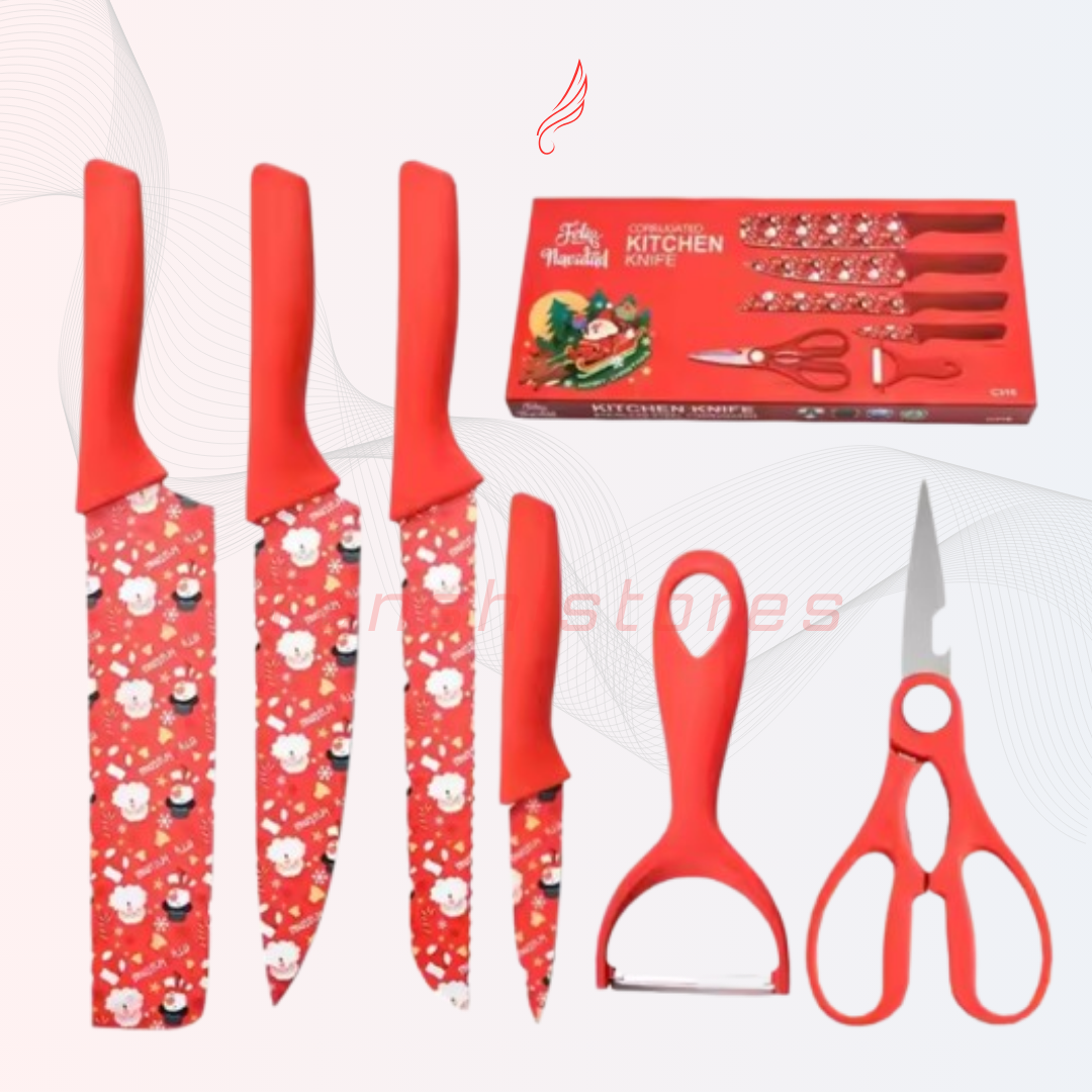 ChristmasChef™ Set de Cuchillos Navideños con Decoración