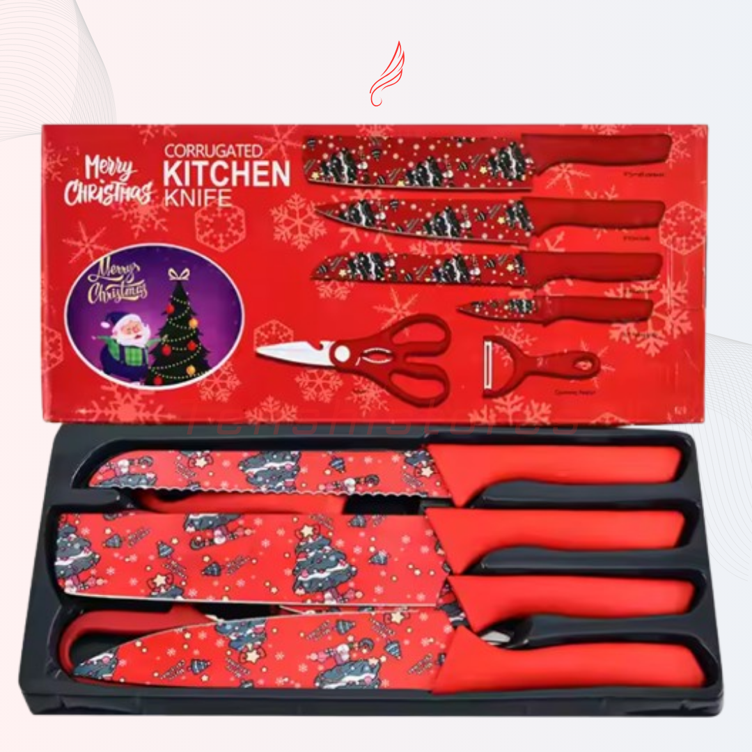 ChristmasChef™ Set de Cuchillos Navideños con Decoración